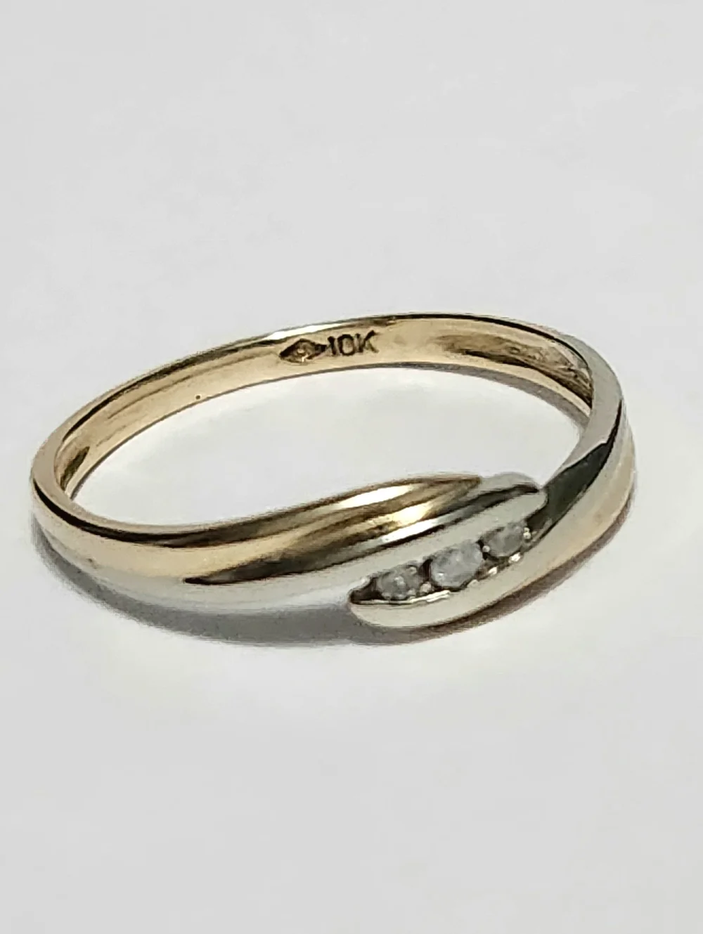 Diamond Classic Three-Stone Two Tone Gold Diamond Ring - Picture 5 of 11